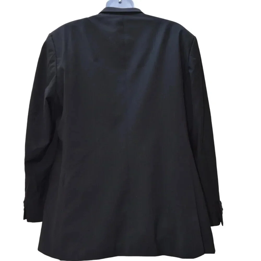 Hugo Boss Suit Top Coat 100% Virgin Wool Made in USA Size 46 R Black Career